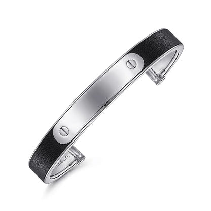 Gabriel & Co | 925 Sterling Silver and Leather ID Cuff Bracelet