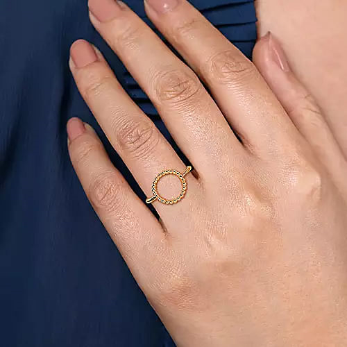 Gabriel & Co | 14K Yellow Plain Gold Bujukan Open Circle Ladies Ring