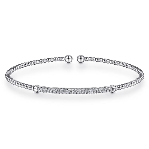 Gabriel & Co | 14K White Gold Bujukan Diamond Bar Split Bangle