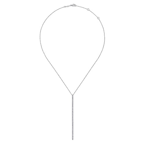 Gabriel & Co | 14K White Gold Long Diamond Bar Pendant Necklace