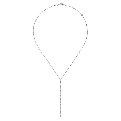 Gabriel & Co | 14K White Gold Long Diamond Bar Pendant Necklace