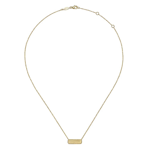 Gabriel & Co | 14K Yellow Gold Rectangular ID Pendant Necklace with Twisted Rope Frame