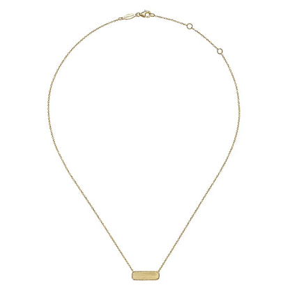 Gabriel & Co | 14K Yellow Gold Rectangular ID Pendant Necklace with Twisted Rope Frame