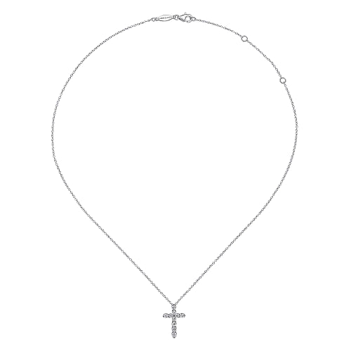 Gabriel & Co | 14K White Gold Diamond Cross Pendant Necklace