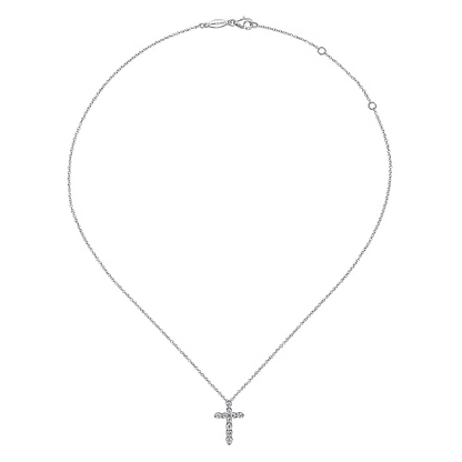 Gabriel & Co | 14K White Gold Diamond Cross Pendant Necklace