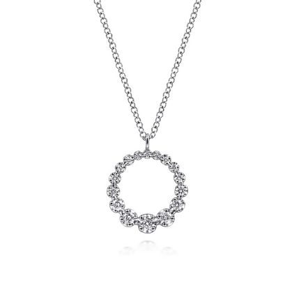 Gabriel & Co |14K White Gold Diamond Circle Pendant Necklace