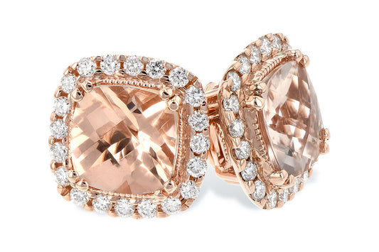 Rose Gold Morganite Stud Earrings