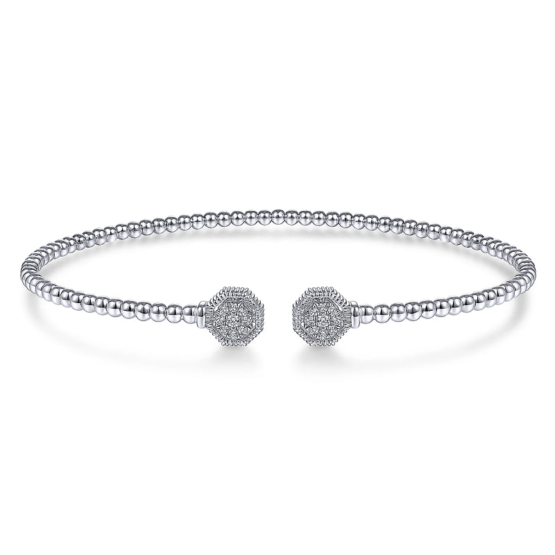 Gabriel & Co | 14K White Gold Bujukan Diamond Hexagon Split Bangle