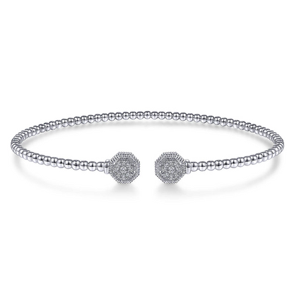 Gabriel & Co | 14K White Gold Bujukan Diamond Hexagon Split Bangle