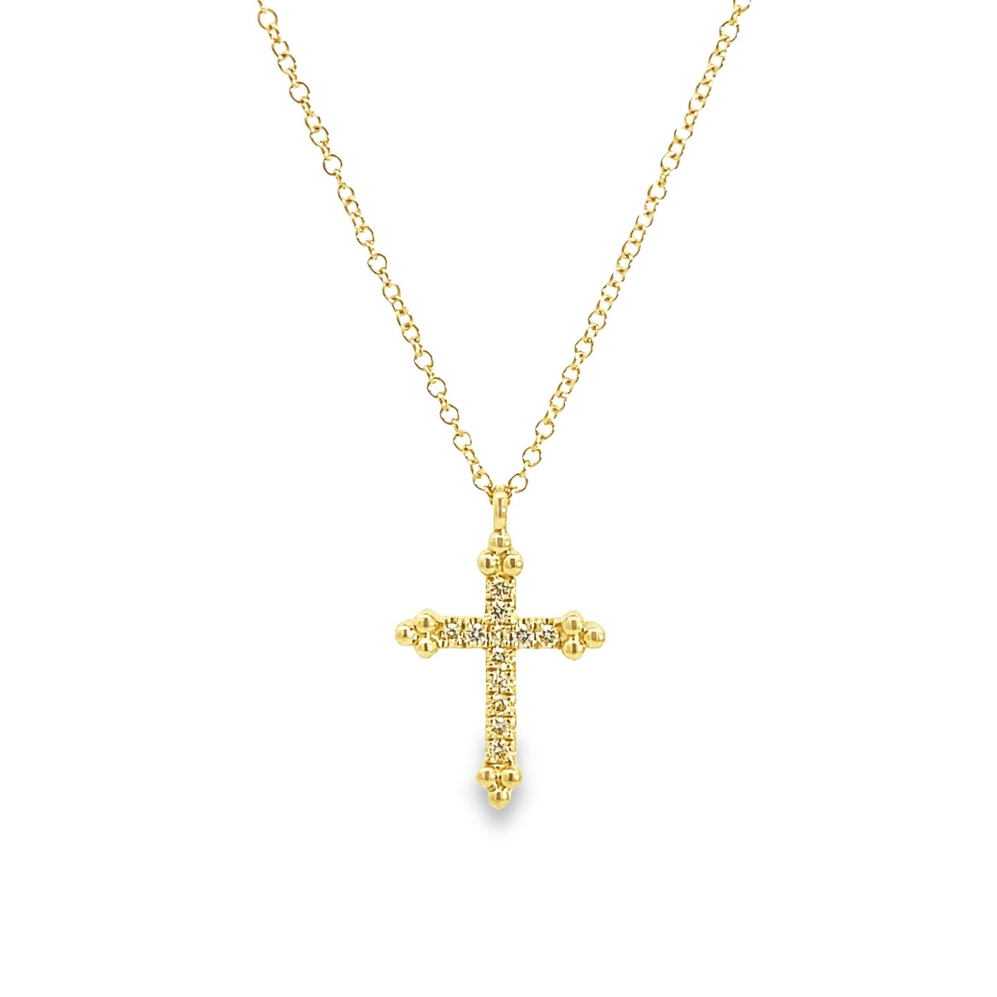 Gabriel & Co | 14K Yellow Gold Art Deco Diamond Cross Necklace