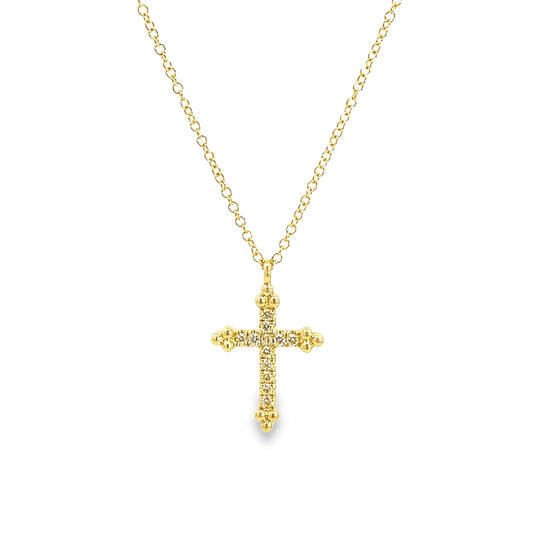 Gabriel & Co | 14K Yellow Gold Art Deco Diamond Cross Necklace