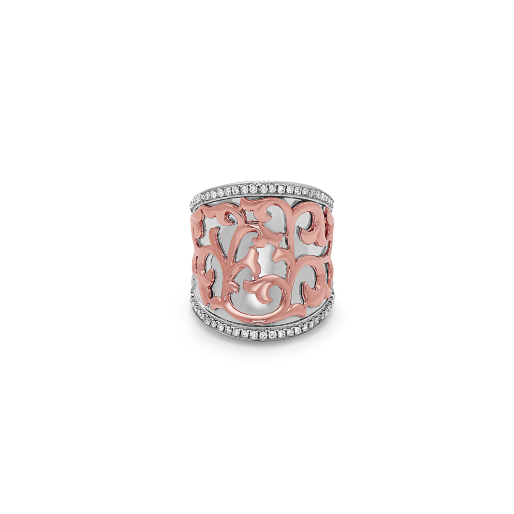 Silver Ivy Lace Large Saddle Ring