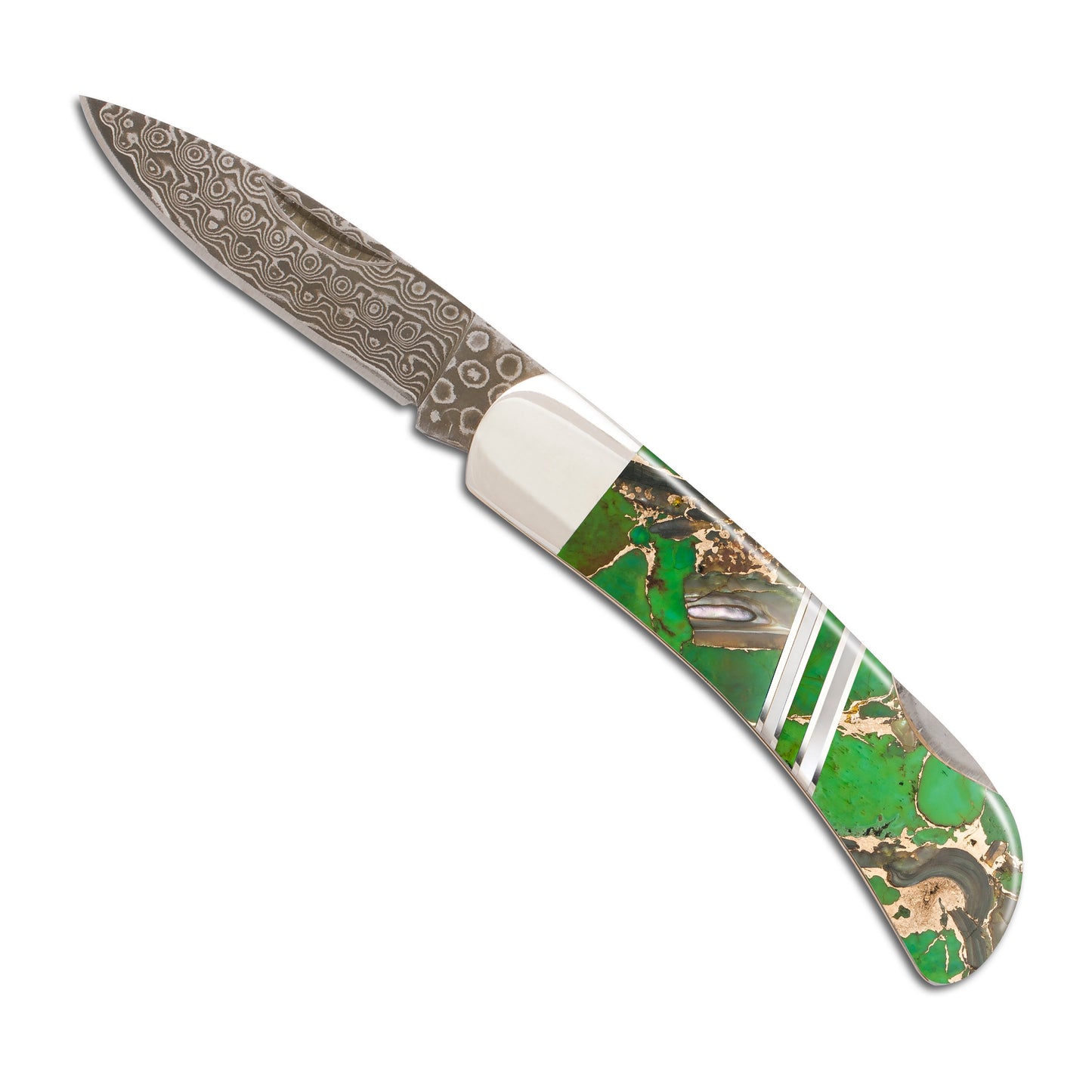 Damascus Collection Gemstone Exotics 3" Lockback Knife