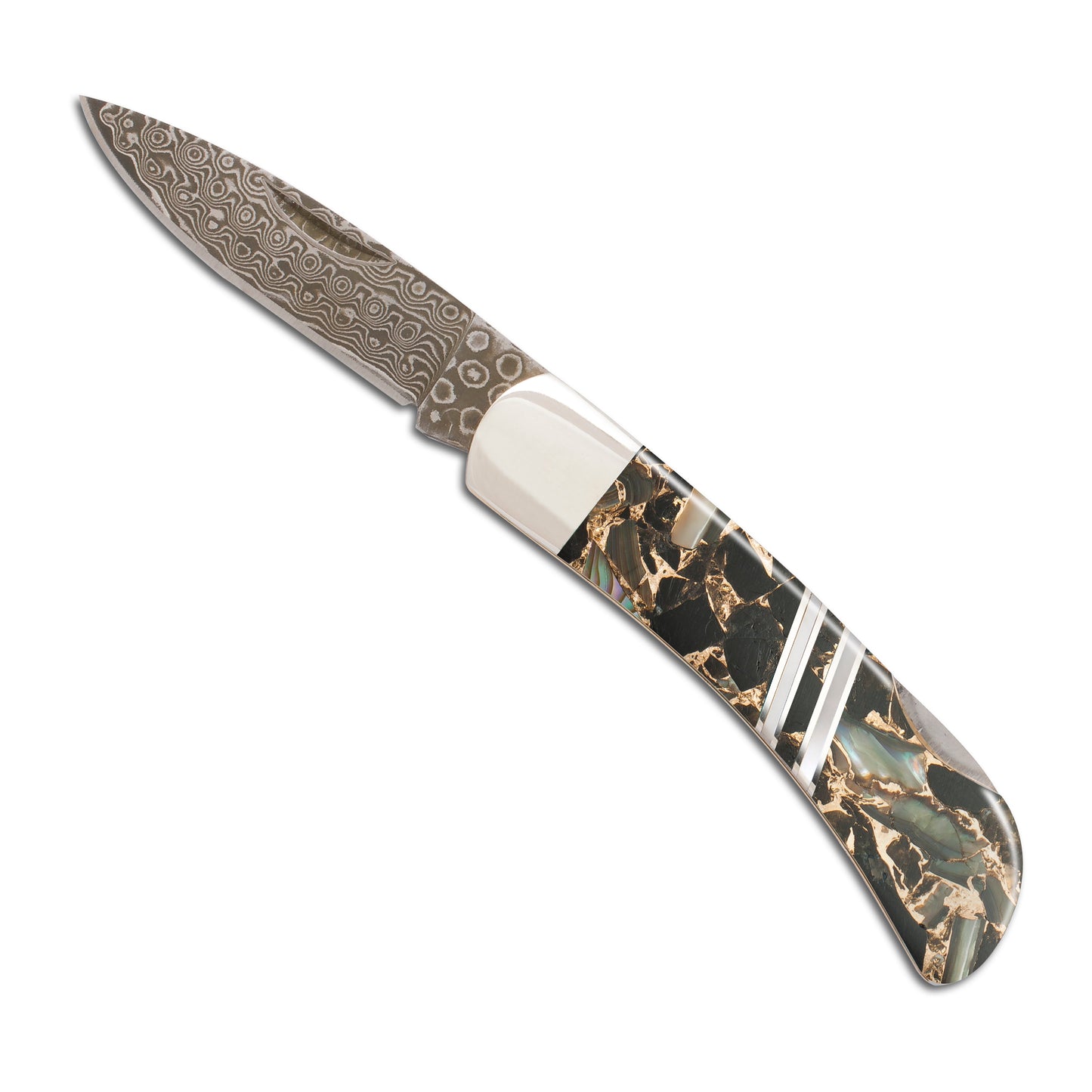 Damascus Collection Gemstone Exotics 3" Lockback Knife