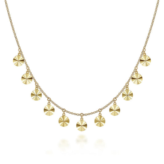 Gabriel & Co | Diamond Cut - 14K Yellow Gold Disc Drops Necklace