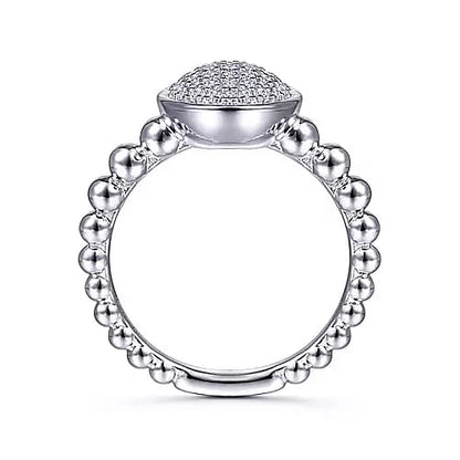 Gabriel & Co | 925 Sterling Silver Bujukan Oval Signet Ring with White Sapphire Pave