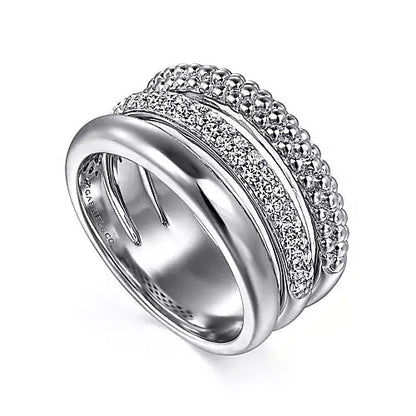 Gabriel & Co | 925 Sterling Silver White Sapphire Bujukan Easy Stackable Ring