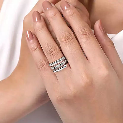 Gabriel & Co | 925 Sterling Silver White Sapphire Bujukan Easy Stackable Ring