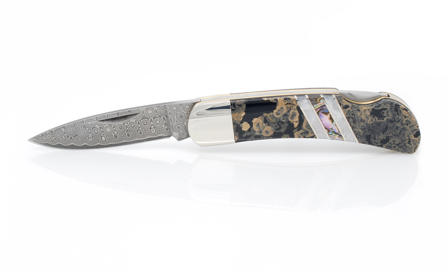 Damascus Collection Gemstone Exotics 3" Lockback Knife