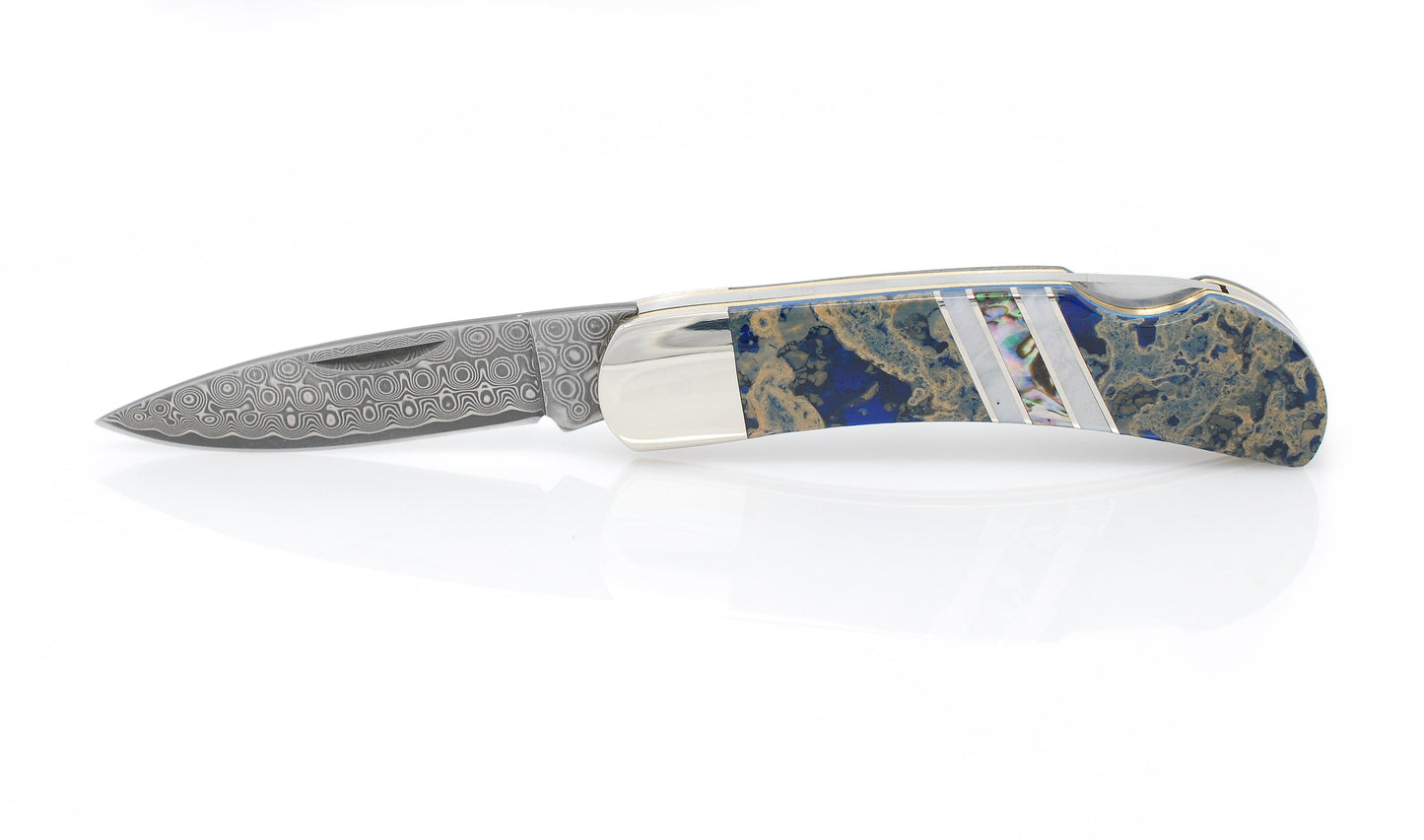 Damascus Collection Gemstone Exotics 3" Lockback Knife