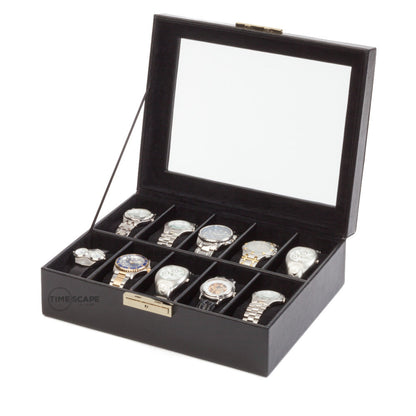 Orbita - Roma 10 Watch Storage Case | Black Leather