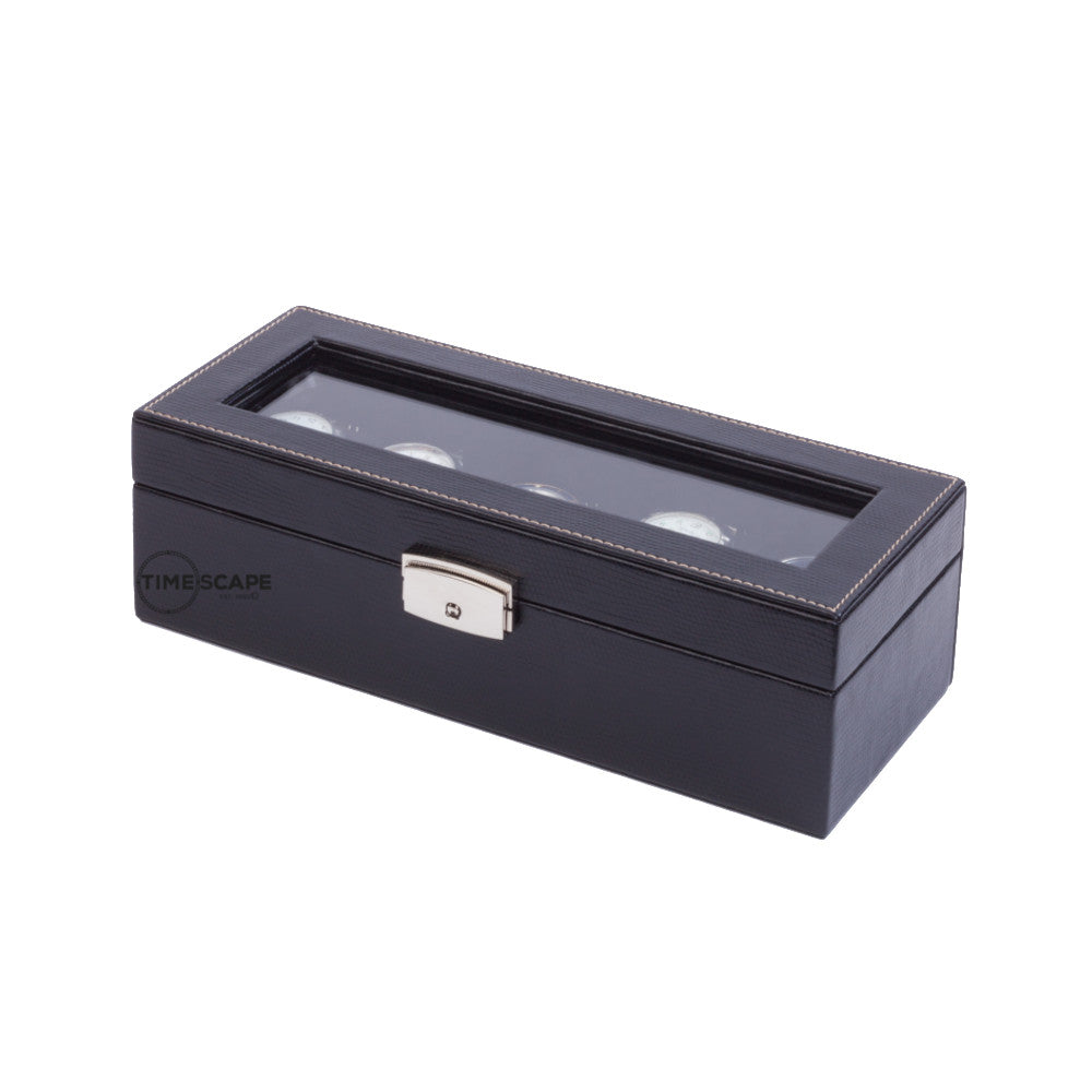 Orbita - Roma 5 Watch Storage Case | Black Leather