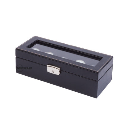 Orbita - Roma 5 Watch Storage Case | Black Leather