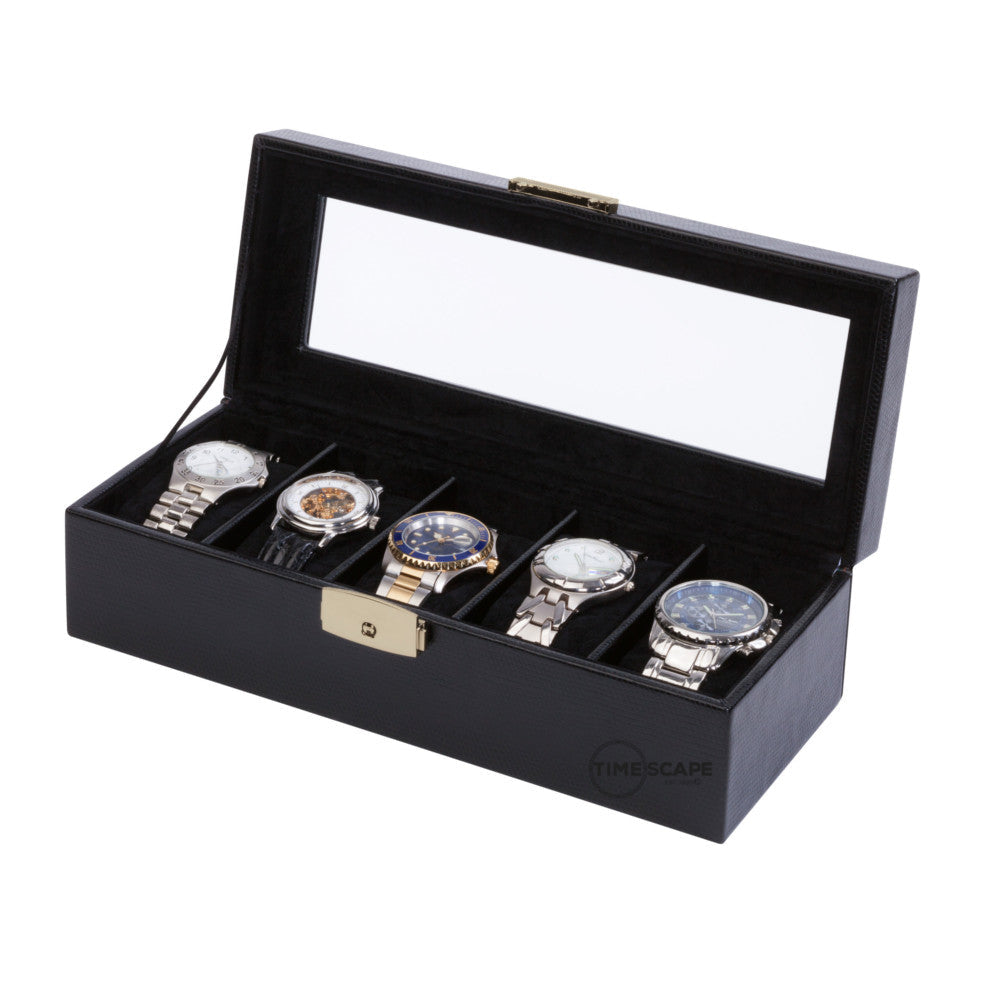 Orbita - Roma 5 Watch Storage Case | Black Leather