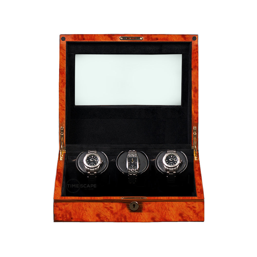 ORBITA - Siena 3 Triple Watch Winder | Burlwood