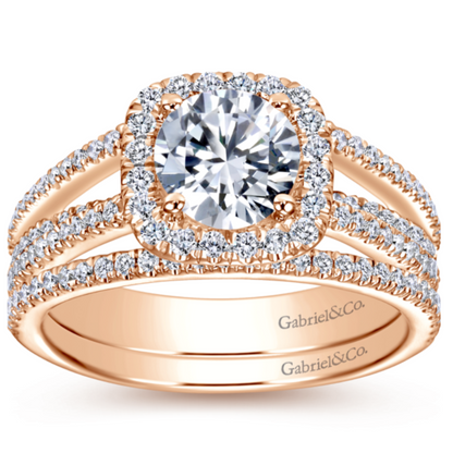 Gabriel & Co."Hillary" Halo Diamond Engagement Ring