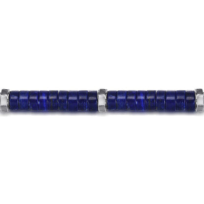 Gabriel & Co | Sterling Silver Lapis Cylinder Beaded Bracelet