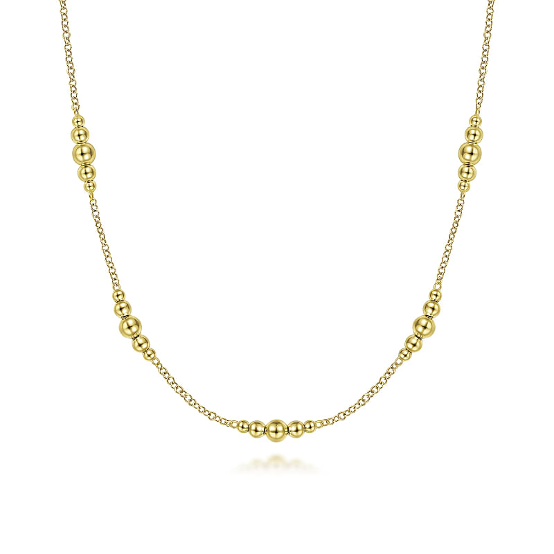 Gabriel & Co | 14K Yellow Gold Graduated Bujukan Beads Station Necklace