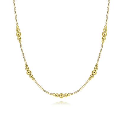 Gabriel & Co | 14K Yellow Gold Graduated Bujukan Beads Station Necklace