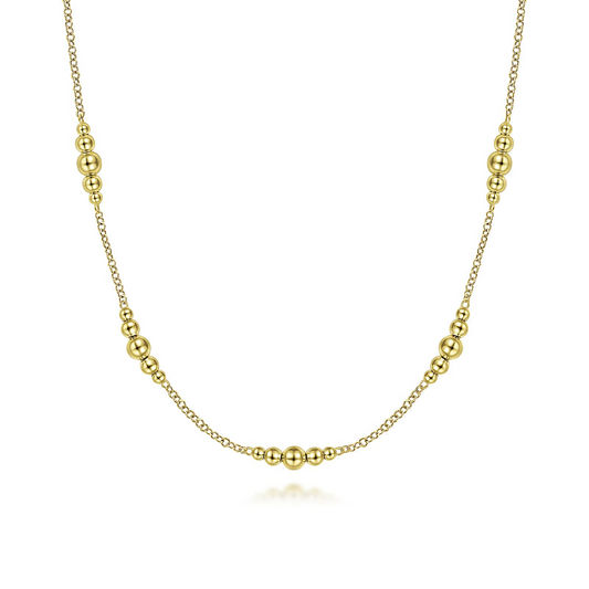 Gabriel & Co | 14K Yellow Gold Graduated Bujukan Beads Station Necklace