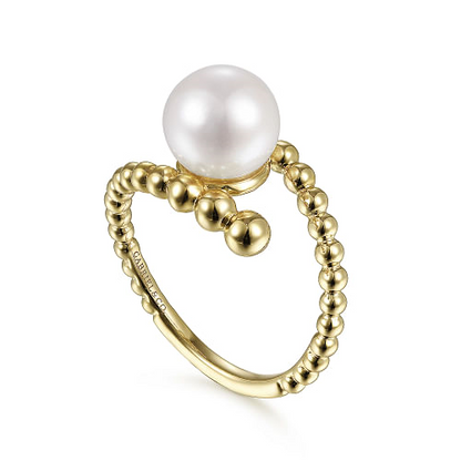 Gabriel & Co | 14K Yellow Gold Bypass Bujukan Pearl Ring