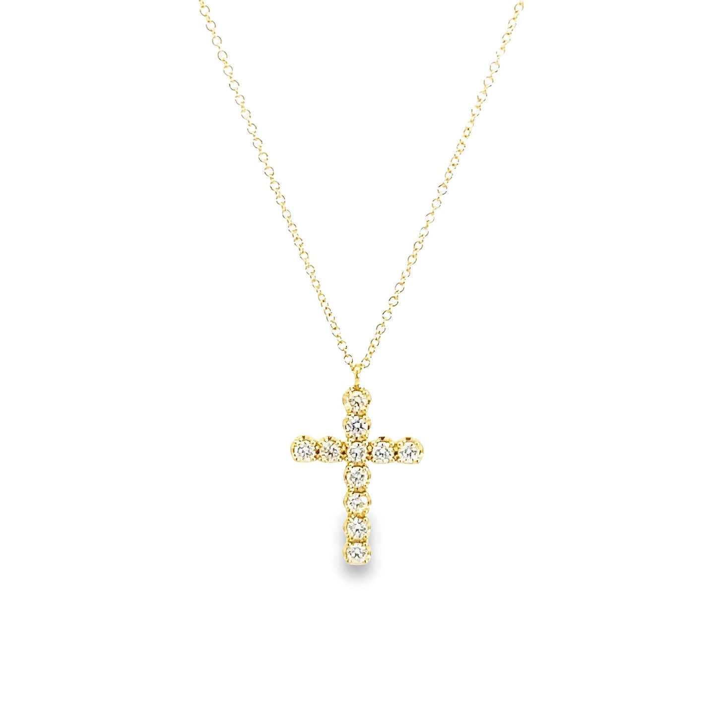 Gabriel & Co | 14K Yellow Gold Diamond Cross Necklace