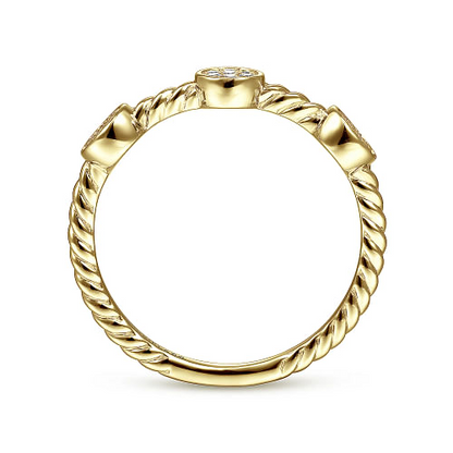 Gabriel & Co | 14K Gold Twisted Cluster Diamond Stackable Ring