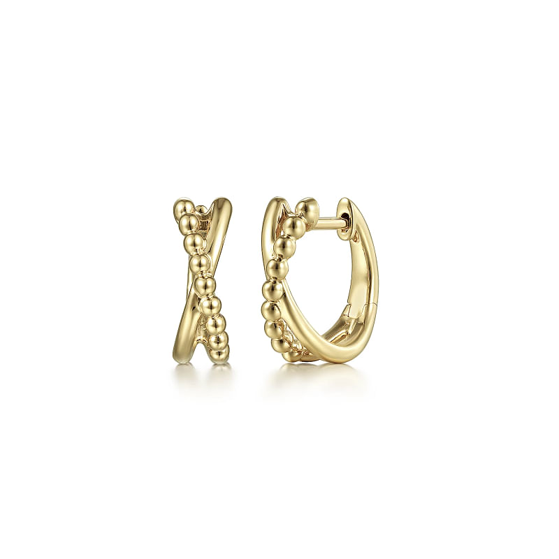 Gabriel & Co | 14K Yellow Gold Bujukan Twisted Huggie Earrings