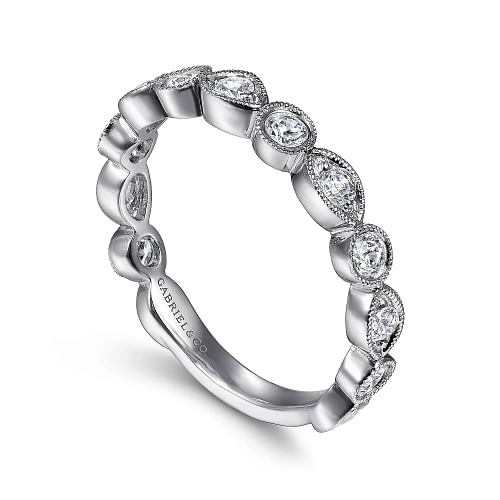 Gabriel & Co | 14K White Gold Geometric Diamond Stackable Ring