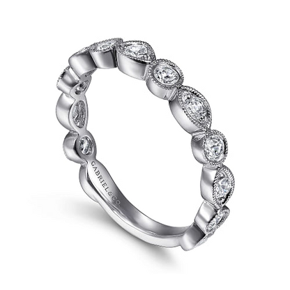 Gabriel & Co | 14K White Gold Geometric Diamond Stackable Ring