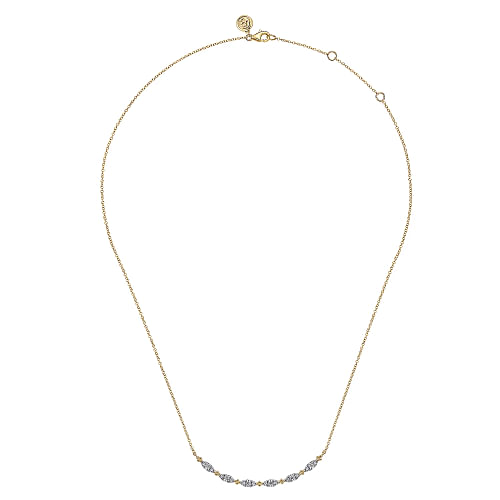 Gabriel & Co | 14K Yellow Gold Curved Bujukan Bar Diamond Necklace