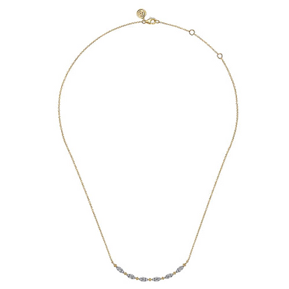 Gabriel & Co | 14K Yellow Gold Curved Bujukan Bar Diamond Necklace