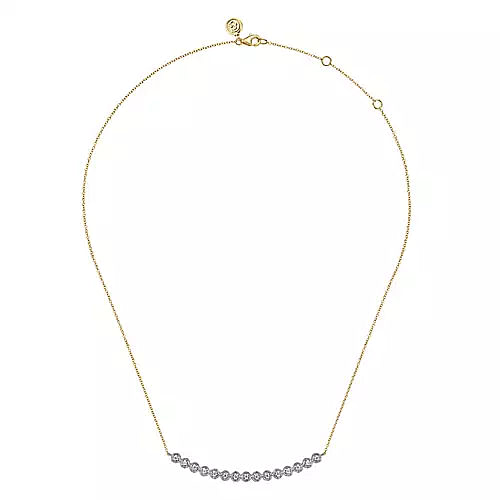 Gabriel & Co | 14K White and Yellow Gold Diamond Bar Necklace