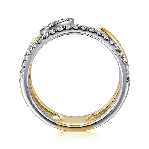 Gabriel & Co | 14K White and Yellow Gold Diamond Easy Stackable Ladies Ring