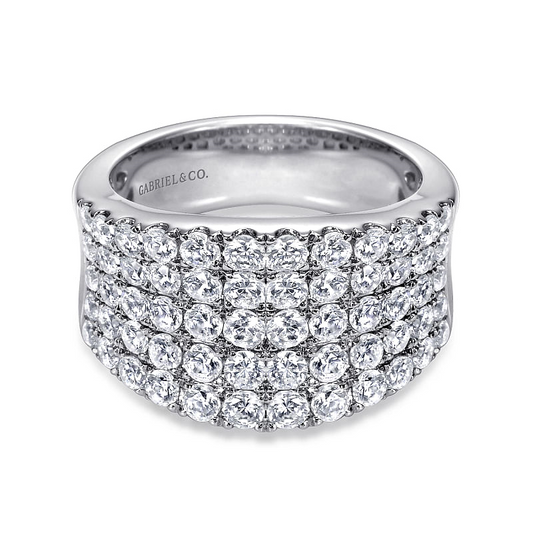 Gabriel & Co | 14K White Gold Wide Band Pave Diamond Ring