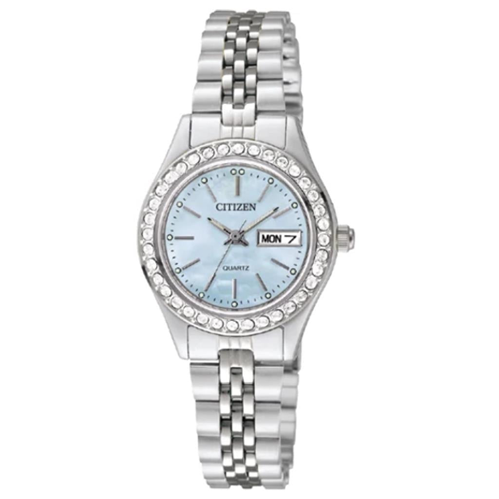 Citizen Ladies Silver Tone Crystal Bezel Quartz Watch EQ0530-51N