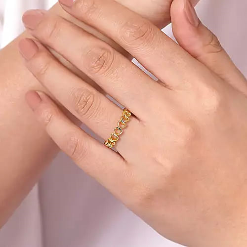 Gabriel & Co | 14K Yellow Gold Sideways Heart Stackable Ring