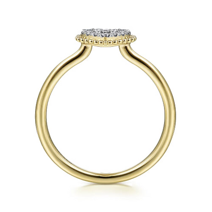 Gabriel & Co | 14K Yellow Gold Diamond Pave Open Heart Ring