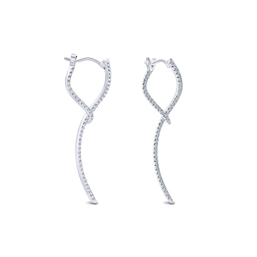 Gabriel & Co | 14K White Gold Sculptural Diamond Drop Earrings