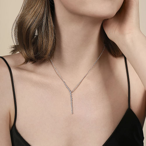 Gabriel & Co | 14K White Gold Diamond Y Necklace